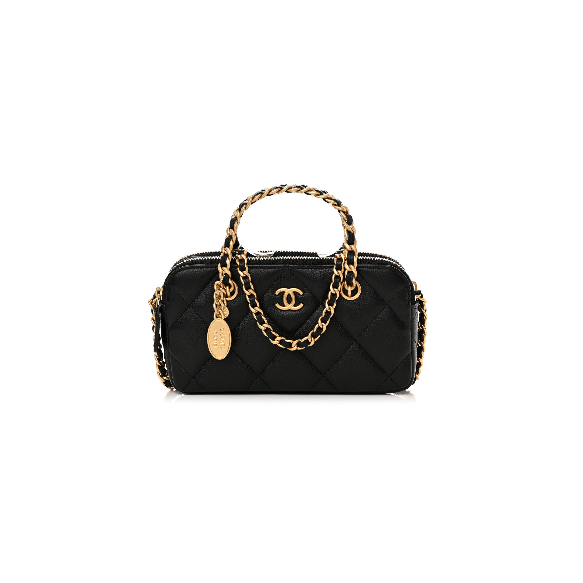 Ch*el caviar quilted top handle phone holder with chain black ap3495 (18*11*4cm)